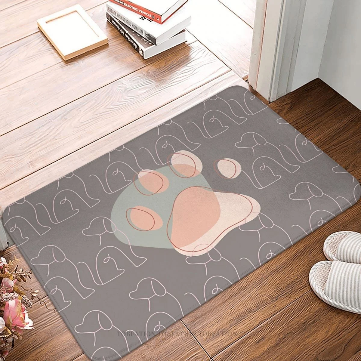 Paw Anti-Slip Doormat Bath Mat Lovely Dogs Print Hallway Carpet Entrance Door Ru - £12.76 GBP