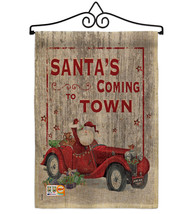 Santa&#39;s Coming to Town Burlap - Impressions Decorative Metal Wall Hanger Garden  - £27.15 GBP