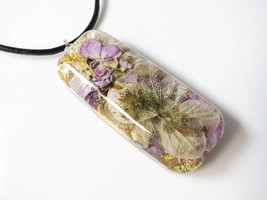 Resin Dried Flowers Foil pendant Necklace casual Fashion Jewelry For women - £16.78 GBP