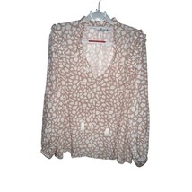 Vineyard Vines Women Large Animal Print Geo Print Ruffle Top Blouse Tass... - $32.48