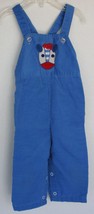 VINTAGE 1970s Blue Cordoroy Overalls 9-12 Months with cute animal face - $9.89