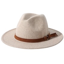 Women Lady Felt Fedora Hat Wide Brim Wool Panama Hats With Band Fit Size... - £36.44 GBP