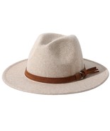 Women Lady Felt Fedora Hat Wide Brim Wool Panama Hats With Band Fit Size... - £38.31 GBP