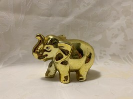 Vintage Elephant Figurine Glass Figure Painted Gold Japan - £4.26 GBP
