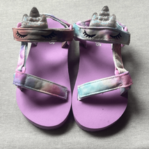 Fabkids Girls 11/12 Purple Tie Dye Unicorn Slip On Platform Sandals - $9.49