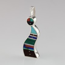 Amazing Harold Smith Sterling Silver Inlay Pendant 51 mm Long - £158.77 GBP