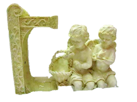 Ed&#39;s Variety Store Ceramic Statue/Figure 2 Angel Children Setting On A B... - $97.99
