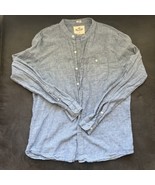 Hollister Shirt Men’s Large Blue Striped Linen Button Up Long Sleeve Preppy - £7.42 GBP