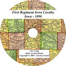 1890 Civil War - IOWA Cavalry -  Rosters - First Regiment - History &amp; Genealogy - £4.61 GBP