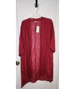 Soft Surroundings Duster Open Front Cardigan Lagenlook Wine Red Sz 2X 10... - $51.03 CAD