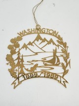 Washington State Christmas Ornament Gold Toned 1889 To 1989 Vintage - £8.17 GBP