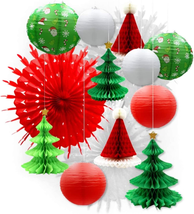 UNIQOOO 14PCS Assorted 3D Christmas Honeycomb Paper Lantern Decoration Garland S - £21.53 GBP