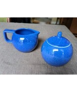 Sasaki Colorstone Mat Matte Sapphire Blue Creamer &amp; Sugar  Stoneware Japan - £26.66 GBP