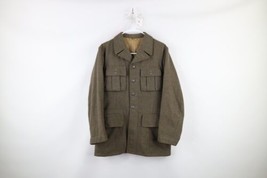 Vintage 50s Mens 38R Swedish Military Wool Button Army Officer Jacket Green - £78.85 GBP