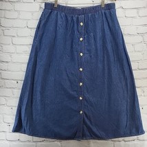 Koret Vintage Denim Skirt womens Sz 18 Full Elastic Waist Pockets Modest  - $29.69