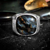AAA Pietersite Jasper Signet Ring, Handmade Signet Ring, Father&#39;s Birthday Gift - £78.95 GBP