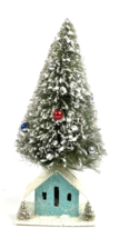 Bethany Lowe Bottle Brush Tree Putz Style Glitter House Glass Ball Ornament 9.5&quot; - £33.77 GBP
