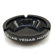 Vintage Las Vegas Hilton Black Glass Advertising Ashtray - £7.62 GBP