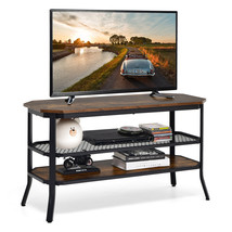 3-tier TV Stand Console Table Media Entertainment Center w/Mesh Storage Shelf - £128.62 GBP