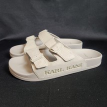 KARL KANI Stone Grey Leather Upper Sandal Slides Women&#39;s 8 NWOT Summer R... - $49.98 CAD