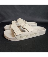KARL KANI Stone Grey Leather Upper Sandal Slides Women&#39;s 8 NWOT Summer R... - $49.97 CAD