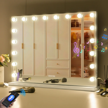 32&quot;x23&quot; Vanity Mirror with Lights Bluetooth Tabletop Wall Mount Metal White - $184.30