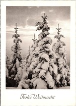 Vtg German Postcard Frohe Weihnacht (Merry Christmas) snow unused trees  - $4.92