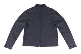 Eileen Fisher Full Zip 100% Merino Wool Cardigan Sweater Sz M Mock Neck Gray - £34.95 GBP