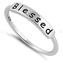 BLESSED Ring Size 7 Engraved Band Solid 925 Sterling Silver - £14.36 GBP