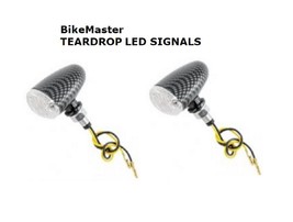 Led Lamp Set Custom Teardrop Led TURN/ Lights 12V Carbon Fiber Bikemaster 266214 - £14.20 GBP
