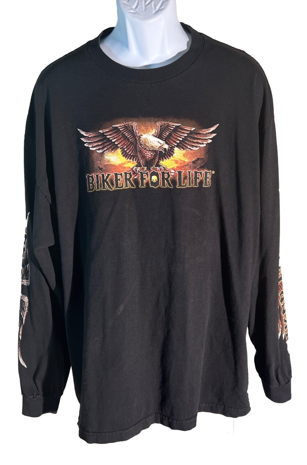 Hot Leathers Long Sleeve Biker For Life Eagle Graphic T Shirt Black Size XL - $19.79