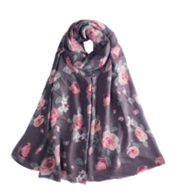 Anyyou Scarf Black and Flowers Neck Wrap Plus Cashmere Soft Fluffy Feel ... - £19.18 GBP