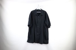 Vtg Streetwear Mens 3XL Faded Striped Embroidered Collared Button Shirt Black - £31.80 GBP