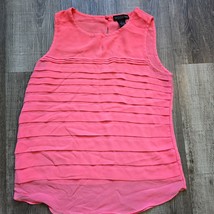Design 365 Pink Blouse Sleeveless Top Womens Size Large  Ruffle Shirt Lined - £15.89 GBP
