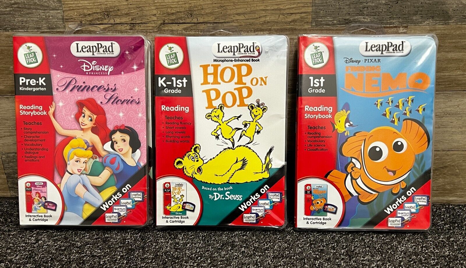 Leap Frog Leap Pad Disney Lot of 3 Book & Cartridge Sets Pre-K  K-1st 1st Grades - $13.54