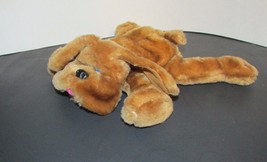 Calplush plush small blue eyes brown puppy hound dog tongue lying down wrinkled - £6.97 GBP