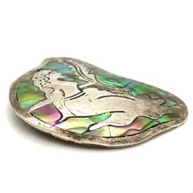 Vtg Sterling 950 Beto Taxco Mexico Inlaid Abalone Shell Female Pendant Brooch - $74.25