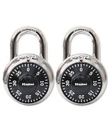 Combination Lock, Stainless Steel, 1 7/8&quot; Wide, Black Dial, 2/Pack - $32.25 CAD