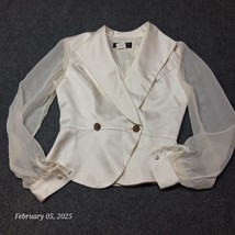Vintage J. R. Nites Caliendo White Satin Semi Sheer Blazer Women Size Small - €18,90 EUR