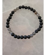 Black Moonstone and Lava rock  6mm. bead stretch bracelet size 7.5in. - $18.00