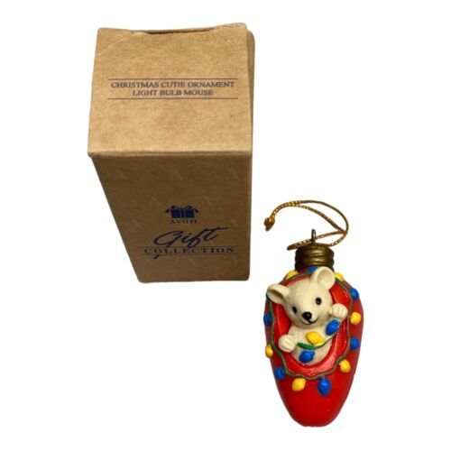 Primary image for Vintage Avon Christmas Cutie Ornament Light Bulb Mouse The Gift Collection *New