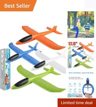 4 Pack 17.5" Foam Airplanes - 2 Flight Modes for Outdoor Play, Safe for ... - $33.61