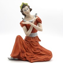 Annaluma Italy Porcelain Woman in Orange Artist Signed Capodimonte Porcellane  - £39.79 GBP