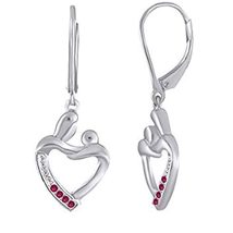 1/2 Ct Round Cut Gemstone Mother&#39;s Day Gift Mom &amp; Baby Heart Drop Dangle... - £56.48 GBP