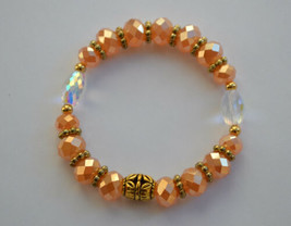 Handmade Amber glass bead Elastic Stretch Cord Bracelet - £9.91 GBP