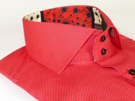 Men Dress Shirts AXXESS Turkey 100% Egyptian Cotton 223-09 Red White Polka Dots image 4
