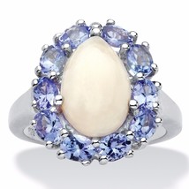Pear Cut Opal And Tanzanite Platnium Over Sterling Silver Ring SIZE,6,7,8,9 - £240.54 GBP