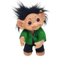 9&quot; Vintage 1977 Thomas Dam Troll Black Hair Poseable Toy Denmark Original Outfit - £107.89 GBP