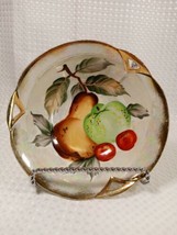 Vintage Handpainted Reticulated Made In Japan Bowl Fruit Gold Trim 7.5&quot; - $28.01