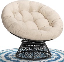 Bme 40&quot; Ergonomic Wicker Papasan Chair With Soft Thick Density, Black Base - £141.99 GBP